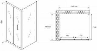 Душевой уголок ABBER Sonnenstrand 100x80см хром AG07100-S80